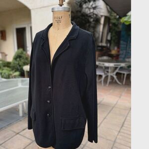 Lauren Ralph Lauren Faded Black Cotton Nylon Blend Knit Sweater Blazer Size 2X